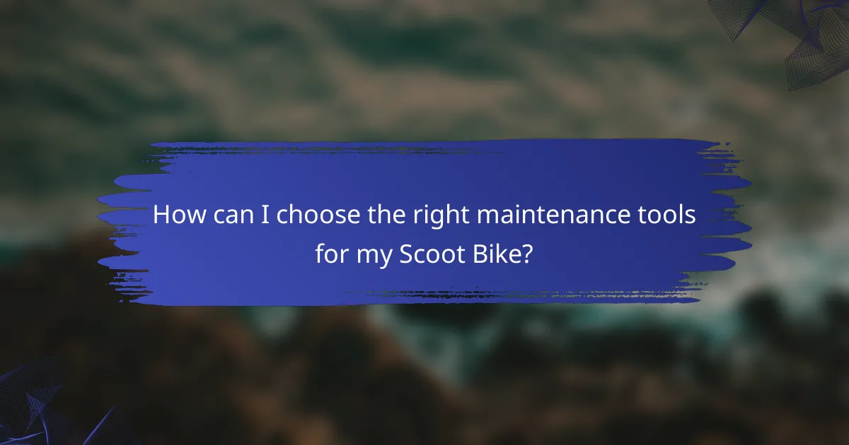 How can I choose the right maintenance tools for my Scoot Bike?
