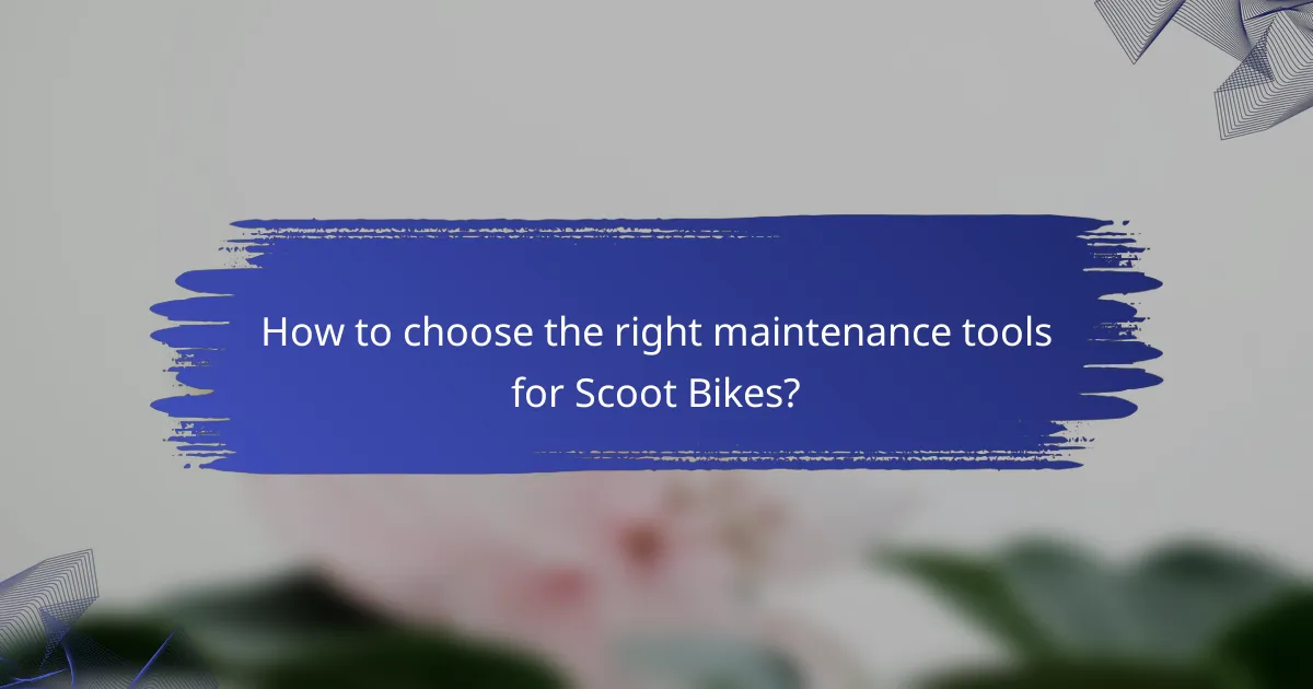 How to choose the right maintenance tools for Scoot Bikes?